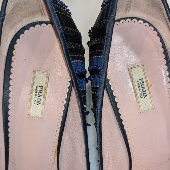 Prada Patch Ribbon Heel Stilettos Women's 9.5 / 10 - Picture 5 of 8